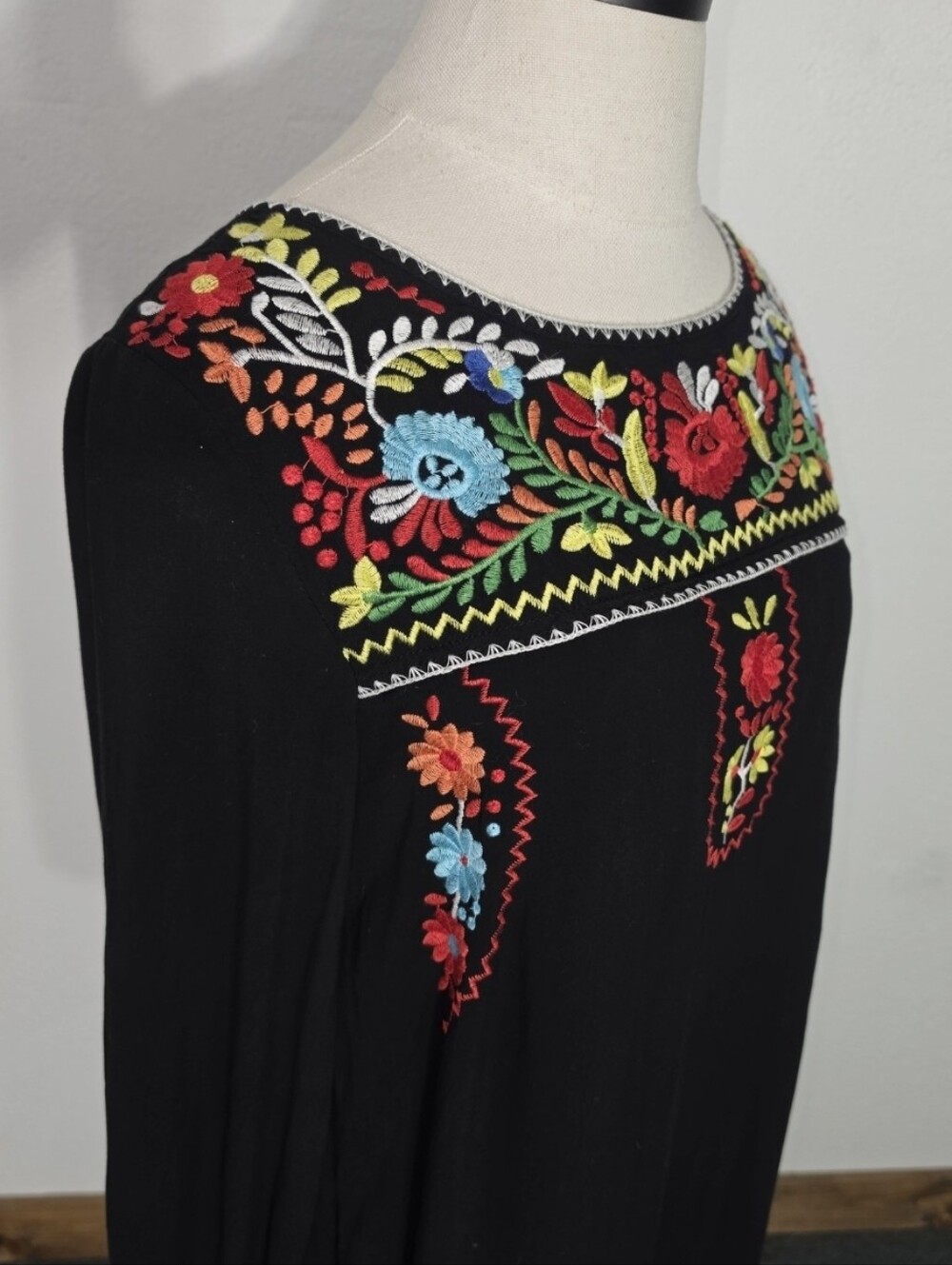 Jodifl Dress Boho Peasant Tunic-Length Black Size S - Picture 4 of 14
